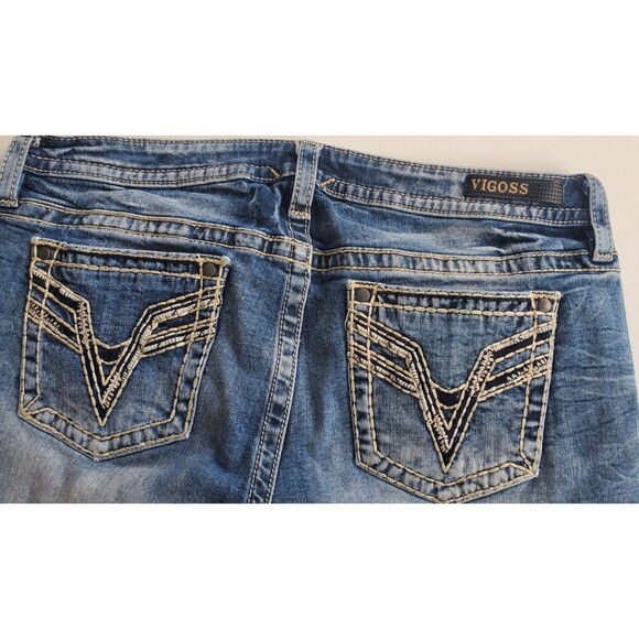 Vigoss Chelsea Boyfriend Womens Jeans Size 13/14 (36x27) Embroidered Distressed - Picture 9 of 12